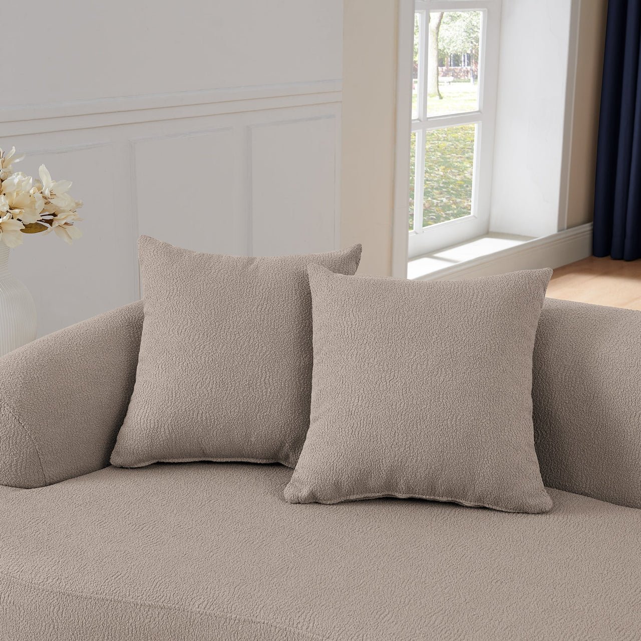 Curved Modular Sectional Sofa in Lamb's Wool Fabric