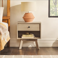 Thumbnail for Mid-Century Modern Minimalist 1-Drawer Nightstand Coastal Oak