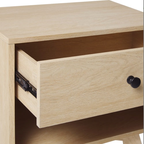 Mid-Century Modern Minimalist 1-Drawer Nightstand Coastal Oak
