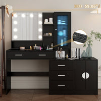 Thumbnail for 3-door, 4-drawer, Dressing Table, With Sockets, and Tri-tone Light Bulbs