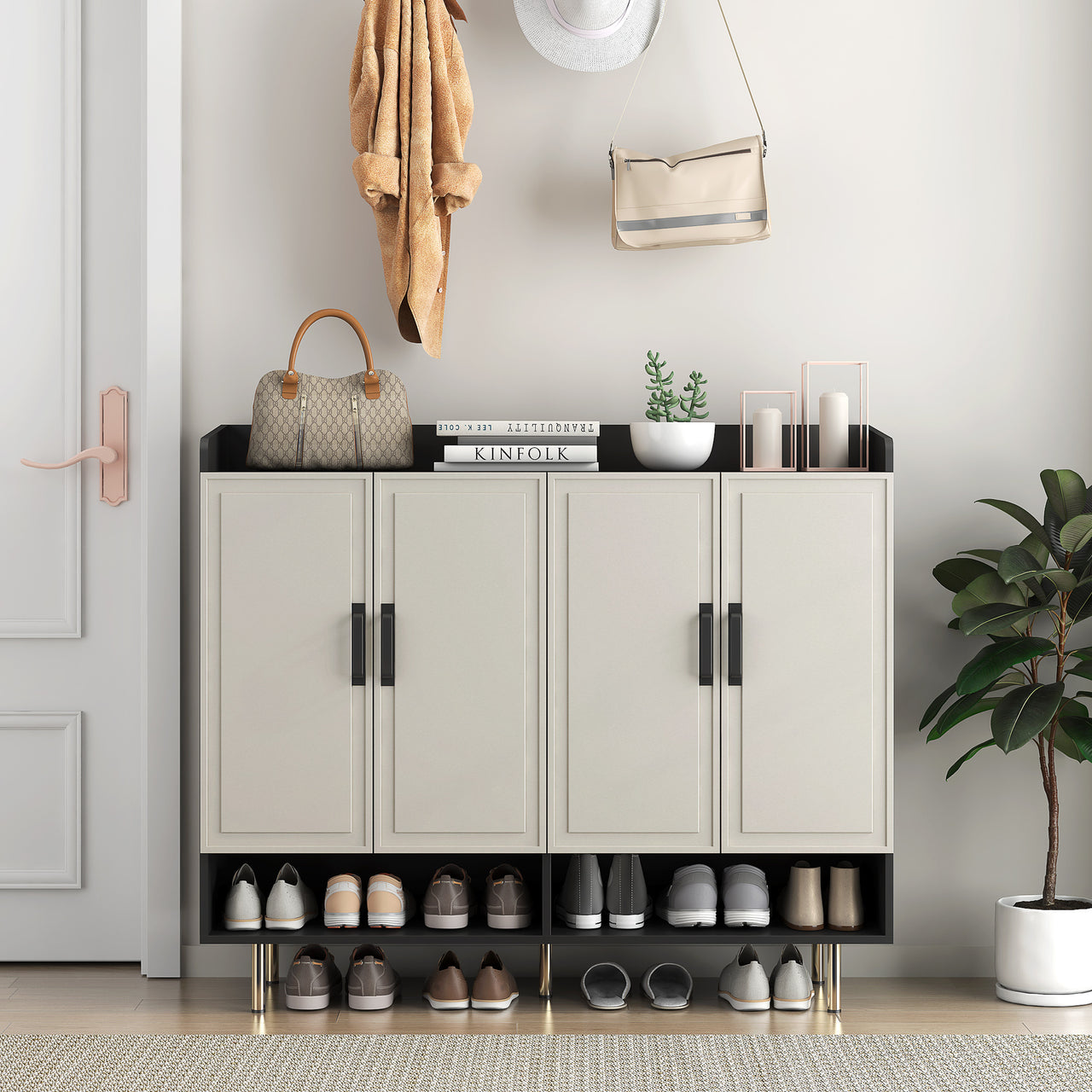 Sideboard Cabinet With 4 Doors & Adjustable Shelves