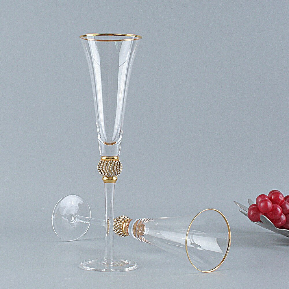 2 Pcs Crystal Diamond Wedding Champagne Glass Cup - Casatrail.com
