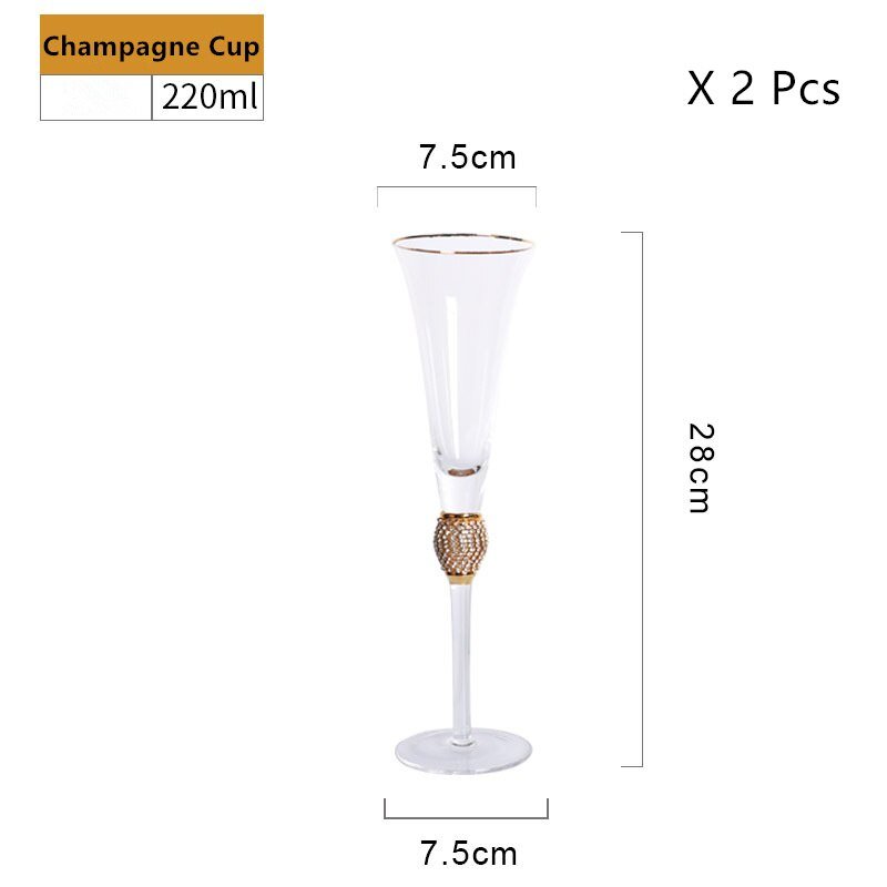 2 Pcs Crystal Diamond Wedding Champagne Glass Cup - Casatrail.com