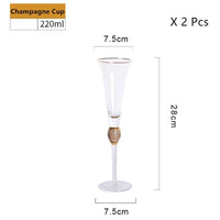 Thumbnail for 2 Pcs Crystal Diamond Wedding Champagne Glass Cup - Casatrail.com