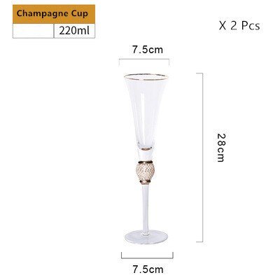 2 Pcs Crystal Diamond Wedding Champagne Glass Cup - Casatrail.com