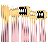 Thumbnail for 20Pcs Pink Silver Stainless Steel Dinnerware Set - Casatrail.com