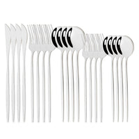 Thumbnail for 20Pcs Pink Silver Stainless Steel Dinnerware Set - Casatrail.com