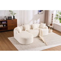 Thumbnail for Grey Compression Sofa with Chaise Lounge & 4 Pillows
