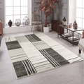 Modern Grey Soft Geometric Hand-Carved Rug