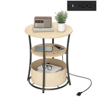 Thumbnail for Round Side Table With Charging Station