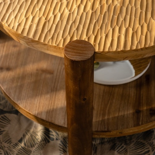 Round Coffee Table With Solid Wood For Living Room