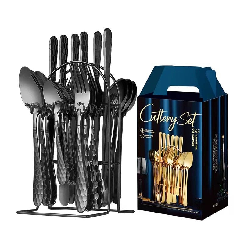 24 Pcs Stainless Steel Cutlery Set with Ceramic Handle - Casatrail.com