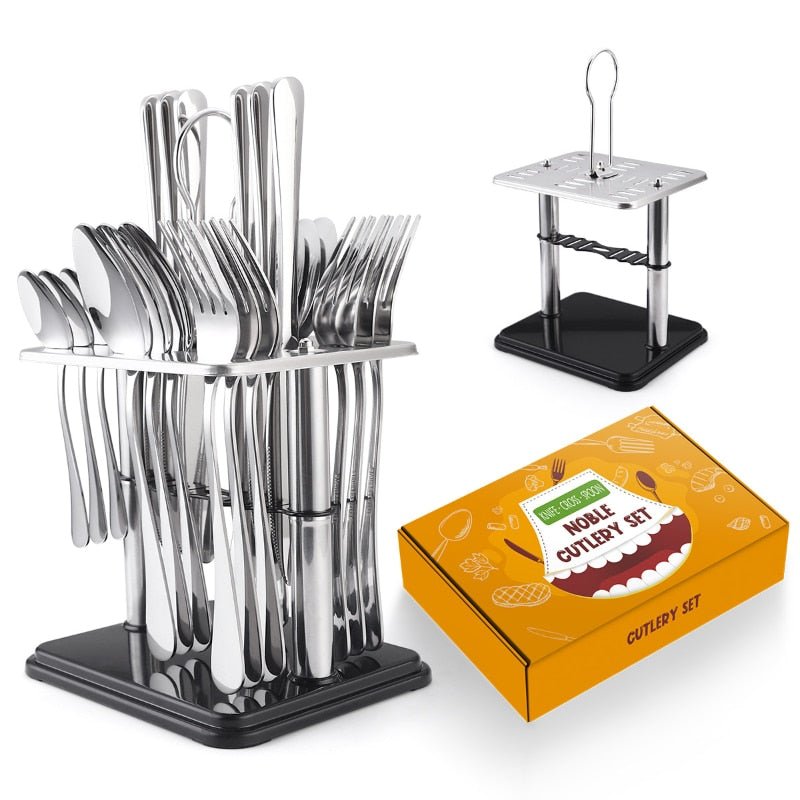 24 Pcs Stainless Steel Cutlery Set with Ceramic Handle - Casatrail.com