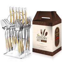 Thumbnail for 24 Pcs Stainless Steel Cutlery Set with Ceramic Handle - Casatrail.com