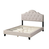 Thumbnail for Contemporary 1pc Queen Size Bed Adjustable HB Light Brown Polyfiber Tufted Upholstered Wooden Bedframe Bedroom Furniture