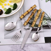 Thumbnail for 24pcs Bamboo Tableware Set with Nature Handle - Casatrail.com