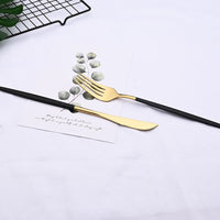 Thumbnail for 24pcs Black Gold Stainless Steel Dinnerware Set - Casatrail.com