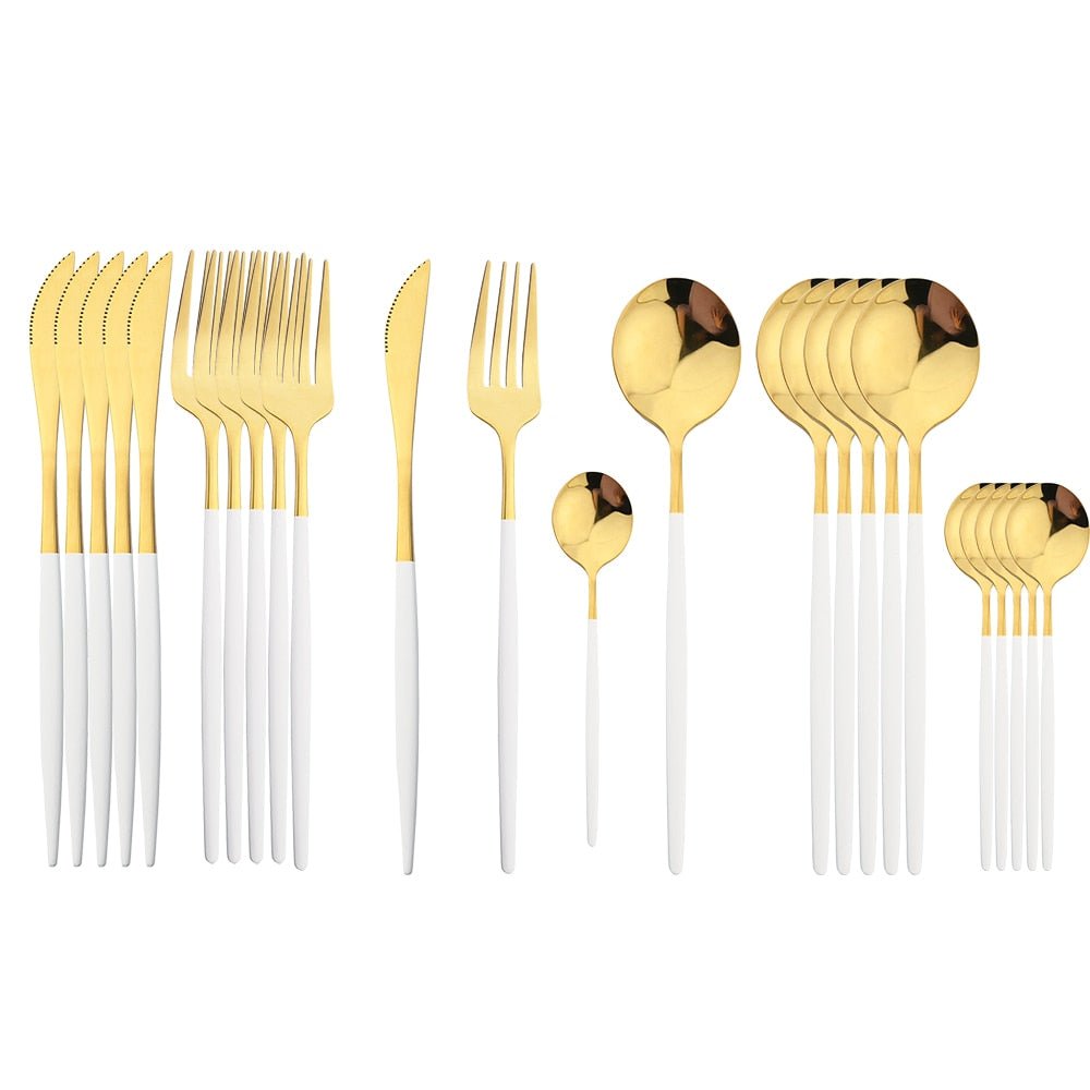 24Pcs Black Handle Cutlery Set - Casatrail.com