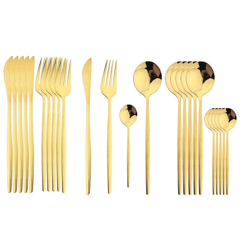 24Pcs Black Handle Cutlery Set - Casatrail.com