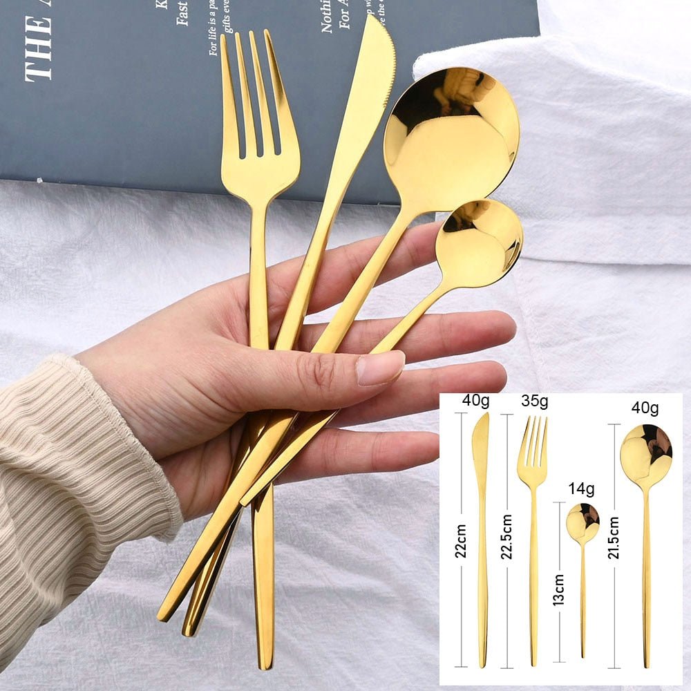 24Pcs Black Handle Cutlery Set - Casatrail.com