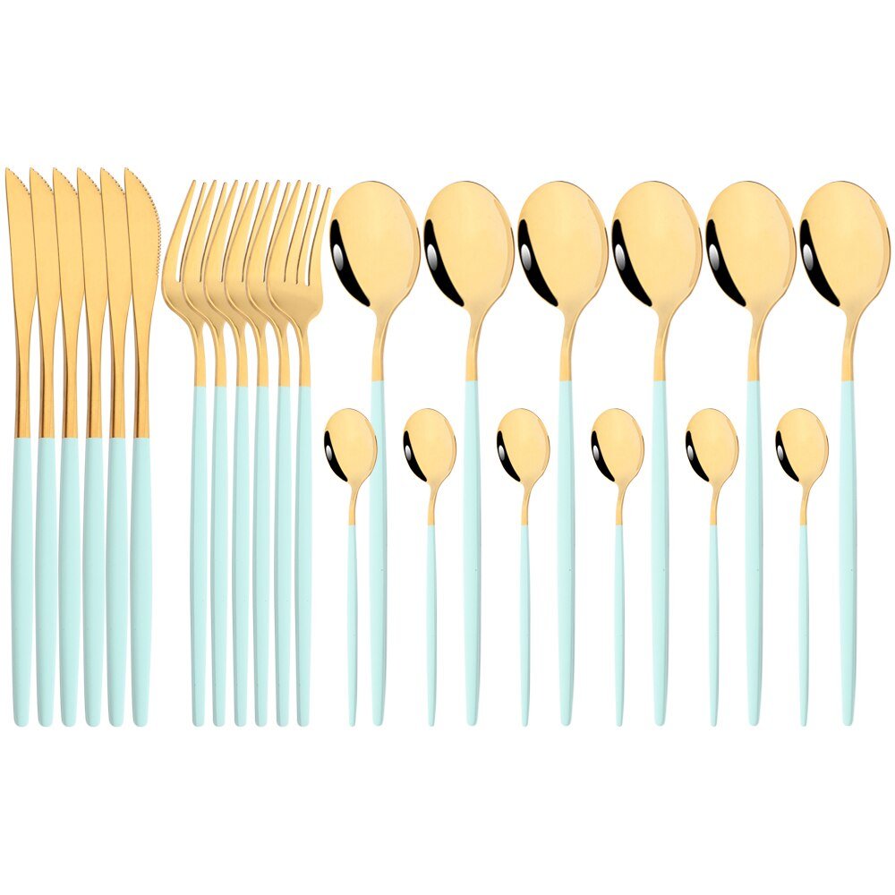 24Pcs Mirror Stainless Steel Cutlery Set - Casatrail.com