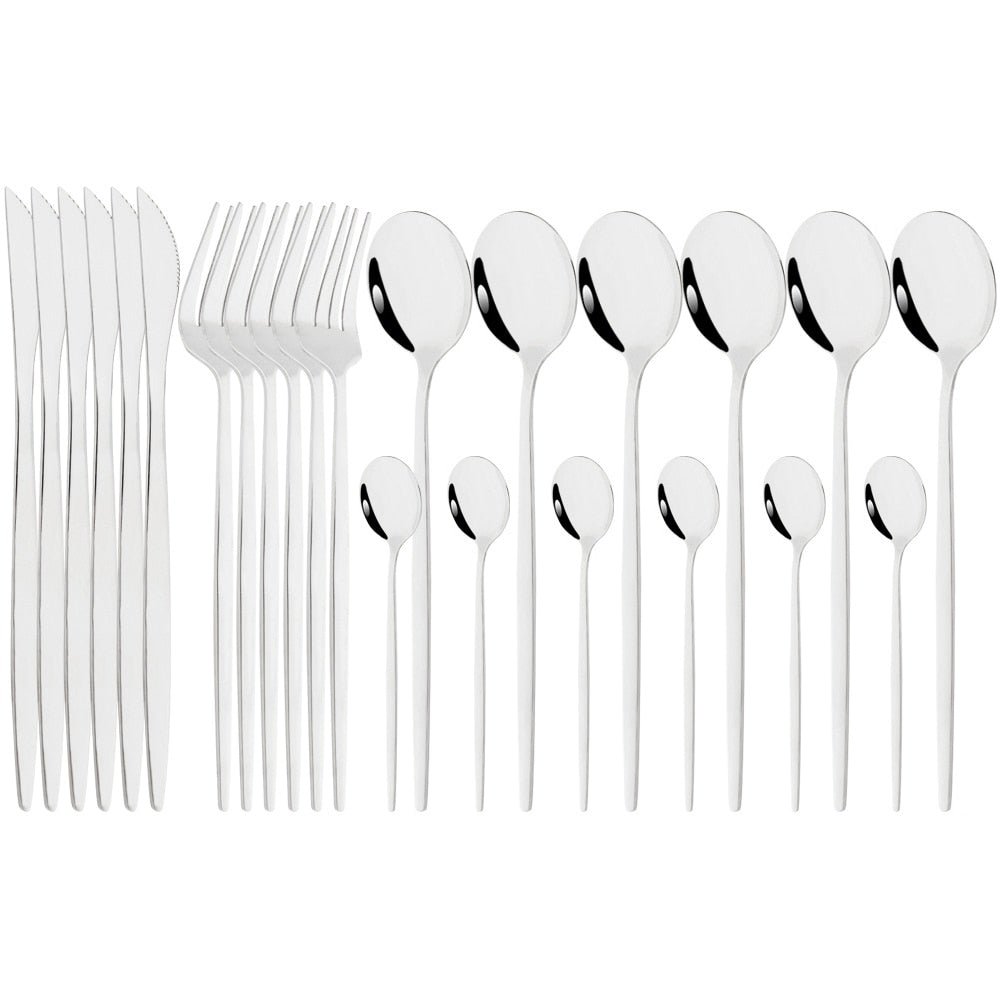 24Pcs Mirror Stainless Steel Cutlery Set - Casatrail.com