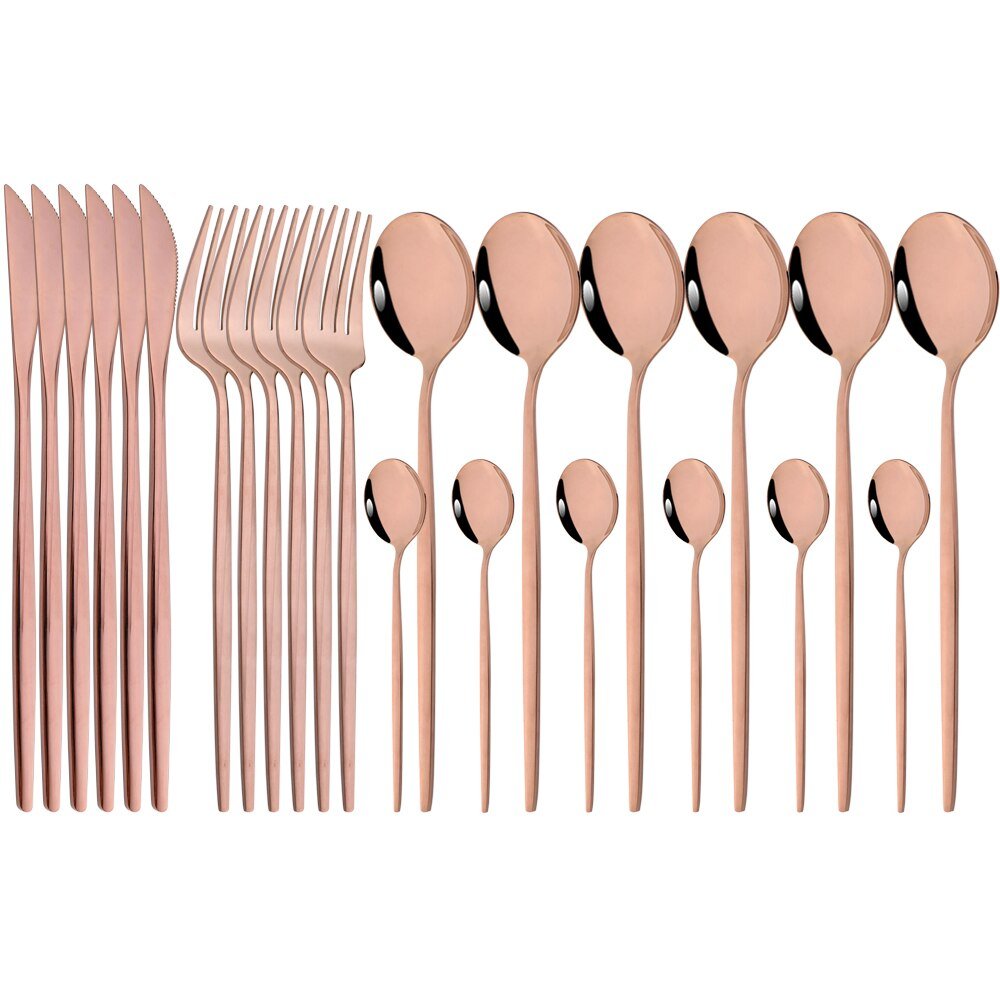 24Pcs Mirror Stainless Steel Cutlery Set - Casatrail.com