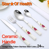 Thumbnail for 24Pcs Stainless Steel Cutlery with Ceramic Handle - Casatrail.com