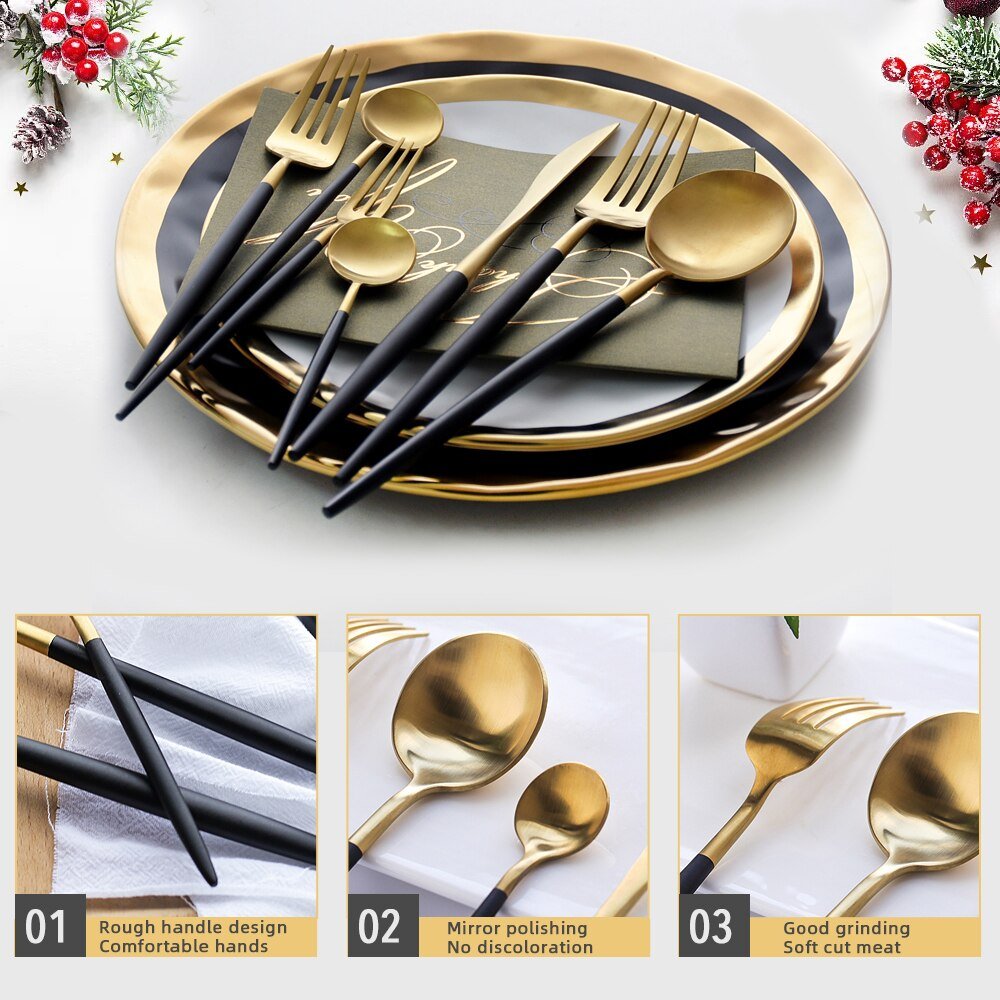 24pcs Western Stainless Steel Dinnerware Set - Casatrail.com