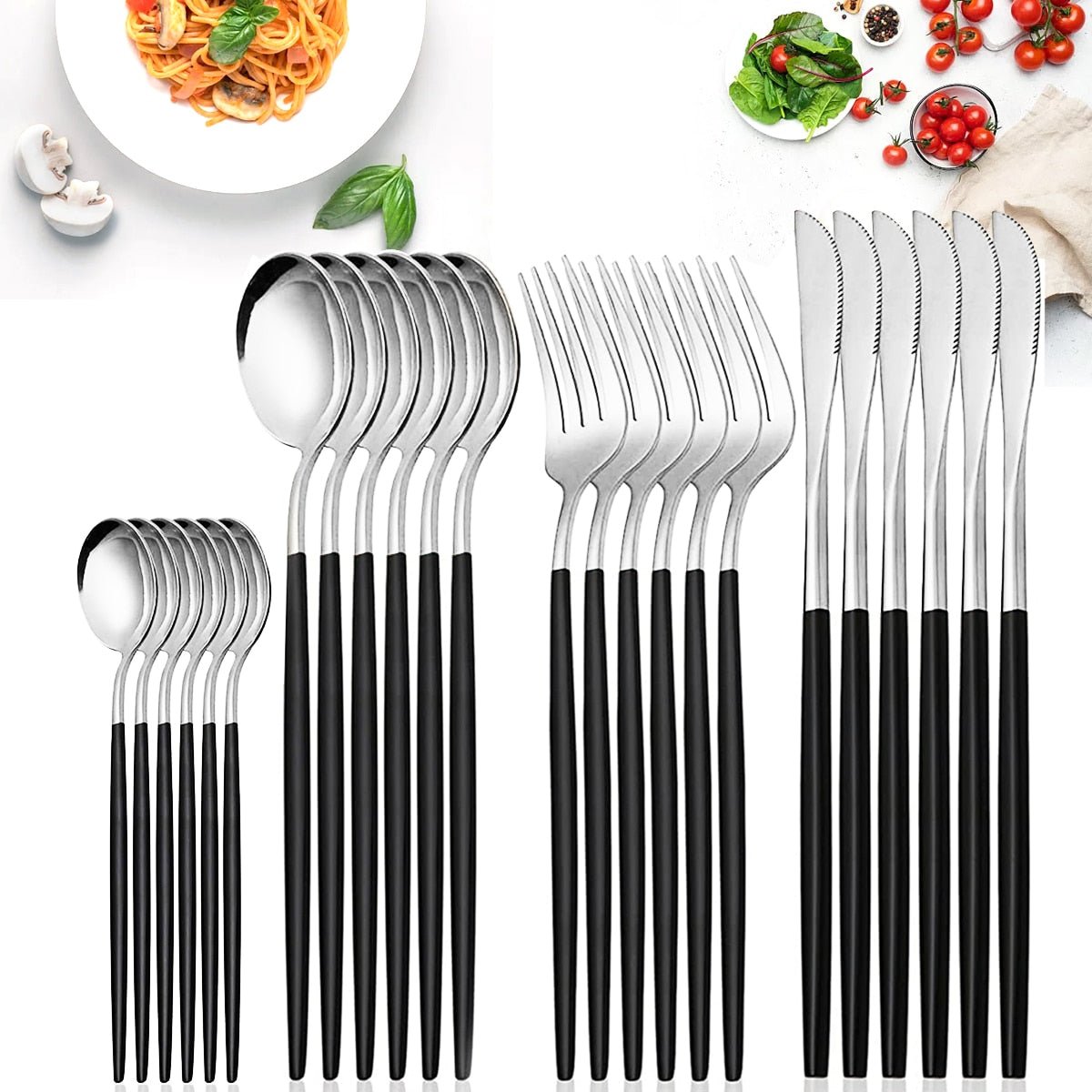 24pcs Western Stainless Steel Dinnerware Set - Casatrail.com