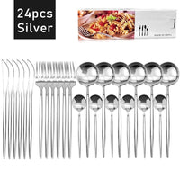 Thumbnail for 24pcs Western Stainless Steel Dinnerware Set - Casatrail.com