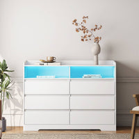 Thumbnail for 6 Drawer Dresser With LED Lights Modern Dressers Drawers With Sturdy Frame