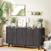 Thumbnail for Fluted Sideboard Buffet Cabinet With 4 Doors, 2 Adjustable Shelves, 5 Wood Legs