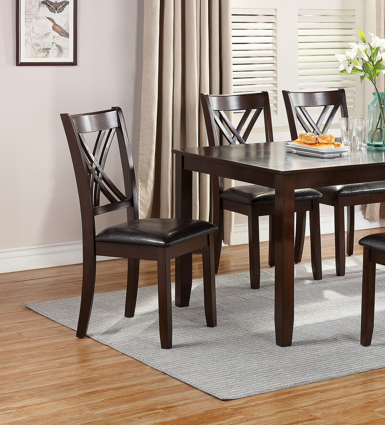 7pcs Dining Set Dining Table 6 Side Chairs