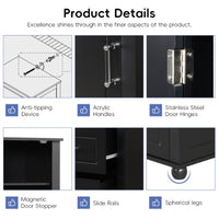 Thumbnail for Tall Freestanding Storage Cabinet With Two Drawers And Adjustable Shelf