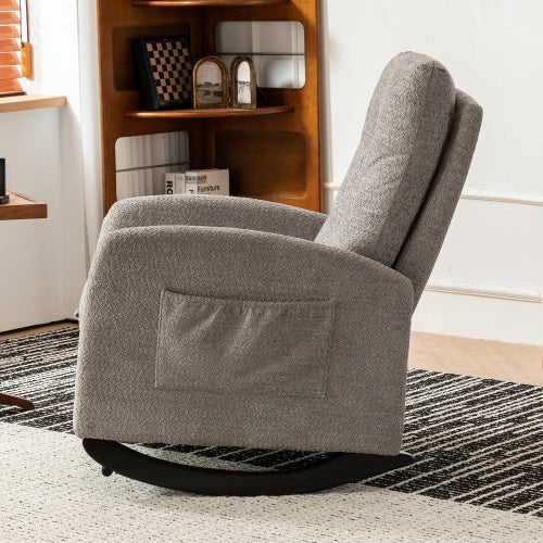 Accent Rocking Chair With Footrest & High Back Rubber Wood Rocking Legs