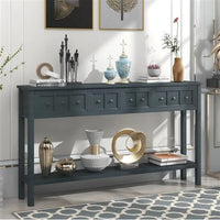 Thumbnail for 60 Long Sofa Table With Two Different Size Drawers And Bottom Shelf