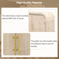 Thumbnail for Vintage Minimalist Curved Sideboard With Gold Handles And Adjustable Partitions