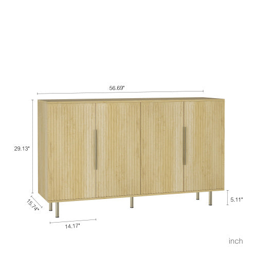 Wood Modern Buffet Cabinet With Storage & Adjustable Shelves