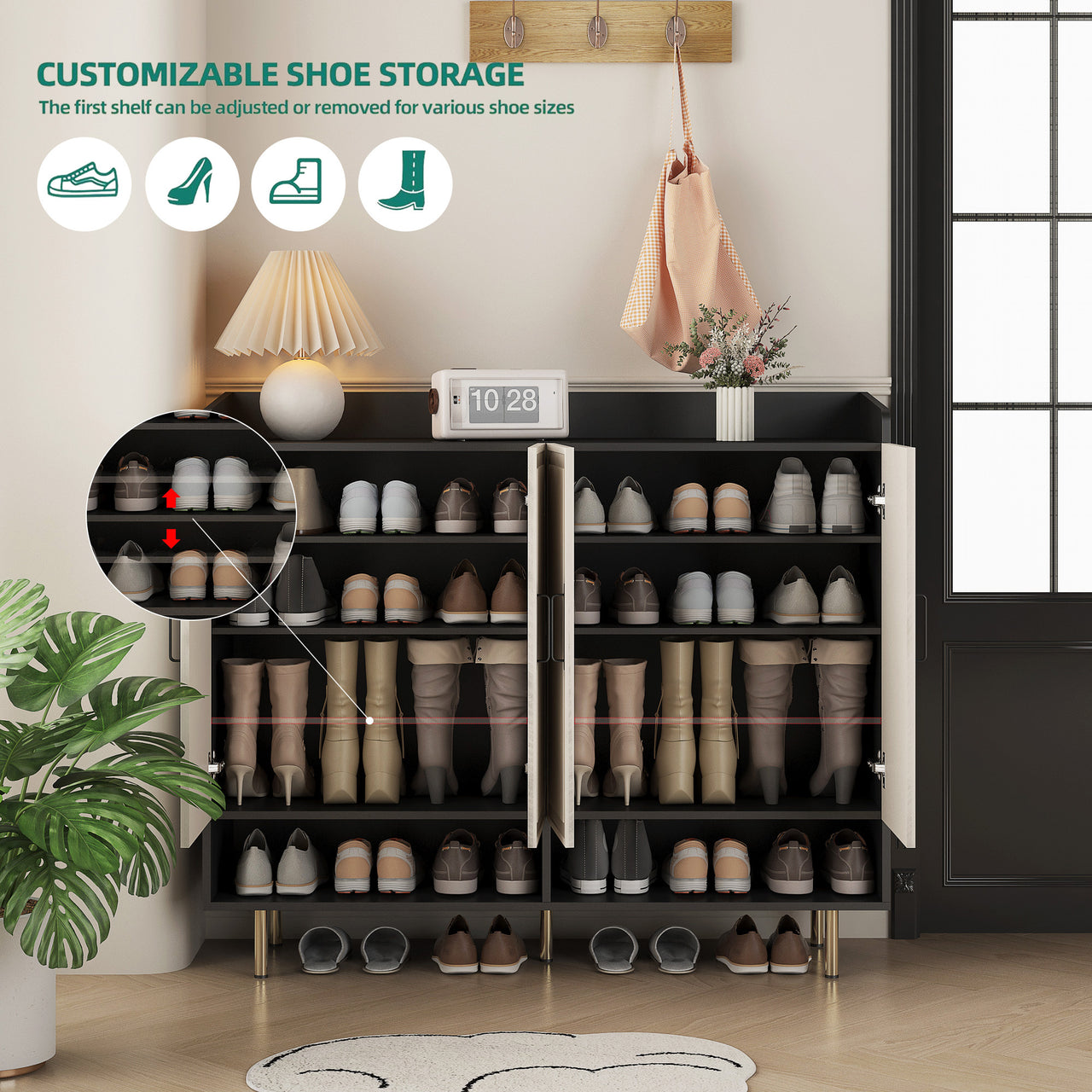 Sideboard Cabinet With 4 Doors & Adjustable Shelves