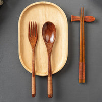 Thumbnail for 2Pcs Wooden Spoon Fork Dinnerware Set - Casatrail.com