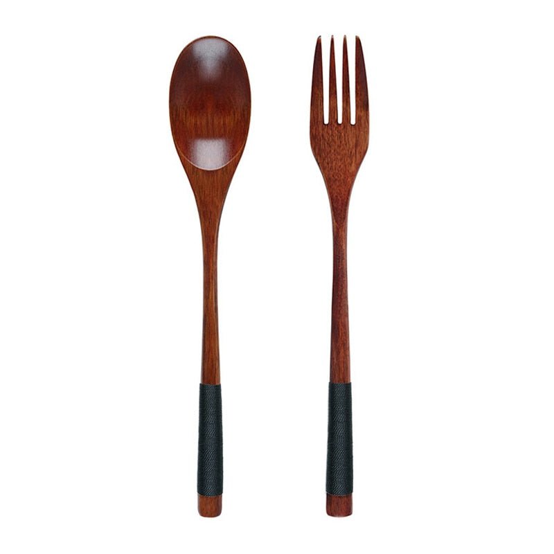 2Pcs Wooden Spoon Fork Dinnerware Set - Casatrail.com