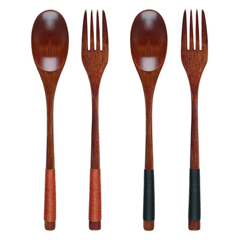 2Pcs Wooden Spoon Fork Dinnerware Set - Casatrail.com