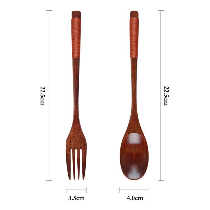 2Pcs Wooden Spoon Fork Dinnerware Set - Casatrail.com