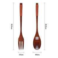 Thumbnail for 2Pcs Wooden Spoon Fork Dinnerware Set - Casatrail.com