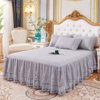 Thumbnail for 3 Layers Bed Skirt - Lace Ruffled Couvre Lit Bedroom Cover - Non - slip Mattress Cover Bedsheet Bedspread - Casatrail.com