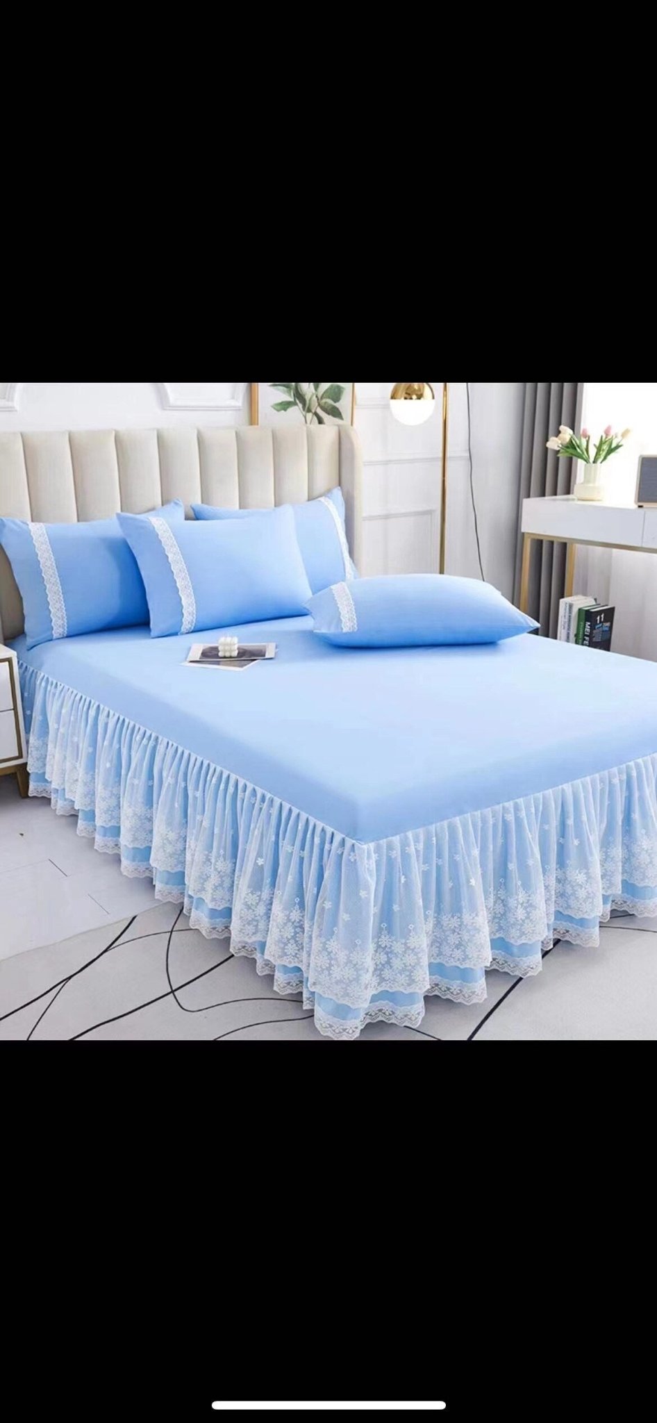 3 Layers Bed Skirt - Lace Ruffled Couvre Lit Bedroom Cover - Non - slip Mattress Cover Bedsheet Bedspread - Casatrail.com