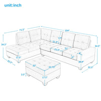 Thumbnail for 3 - Piece Microfiber Sectional Sofa with Reversible Chaise Lounge, Storage Ottoman, and Cup Holders - Casatrail.com