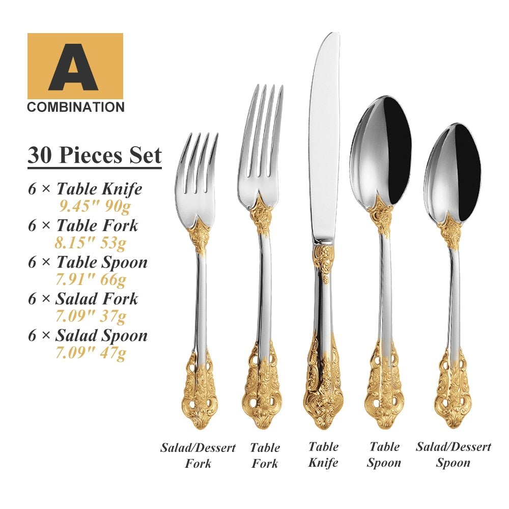 30 - Pieces Royal Vintage Stainless Steel Cutlery - Casatrail.com