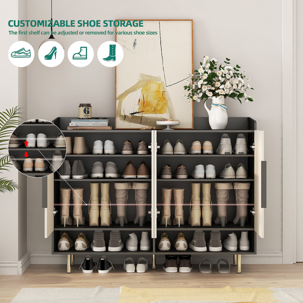 Sideboard With 4 Doors & Adjustable Shelves